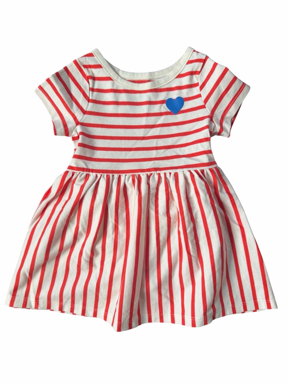 Cat & Jack Baby Girl 12M Red White Stripe Heart Dress Bloomers NWT